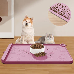 RAOUOEN dog food mat pocket design keeps feeding area tidy and residue easy to scoop.