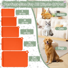RAOUOEN dog food mat raised-edges helps contain spills and protect floors.