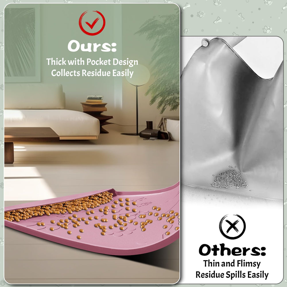 RAOUOEN dog food mat residue pocket eases debris disposal.