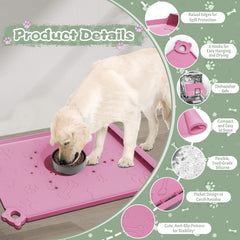 RAOUOEN dog food mat raised edges contain spills and protect floors.