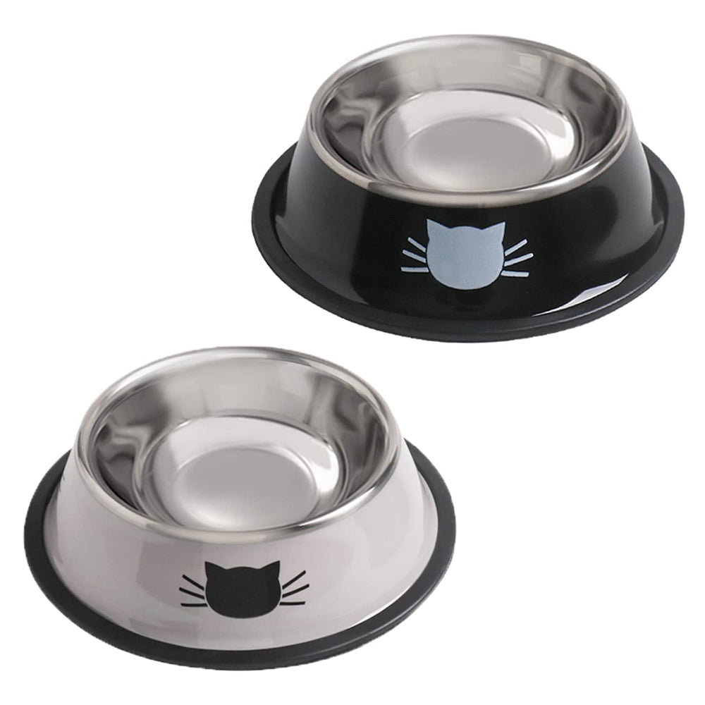 Rapsrk cat bowls 2-pack stainless steel with non-slip base for spill-free meals