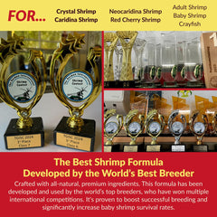Rare Shrimp Professional Food probiotic digestives closeup shows Bacillus subtilis benefits.