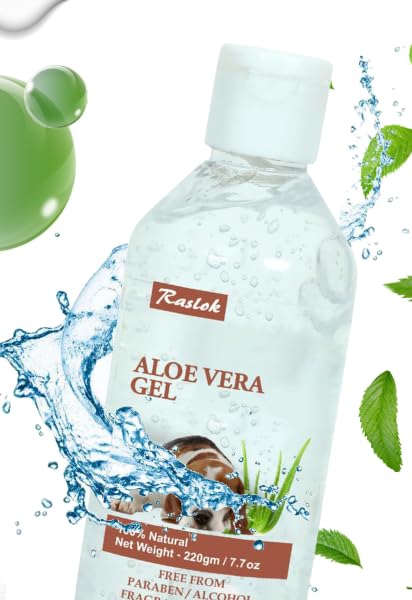 Raslok Aloe Vera Gel packaging image demonstrates packaging for convenient at-home care.