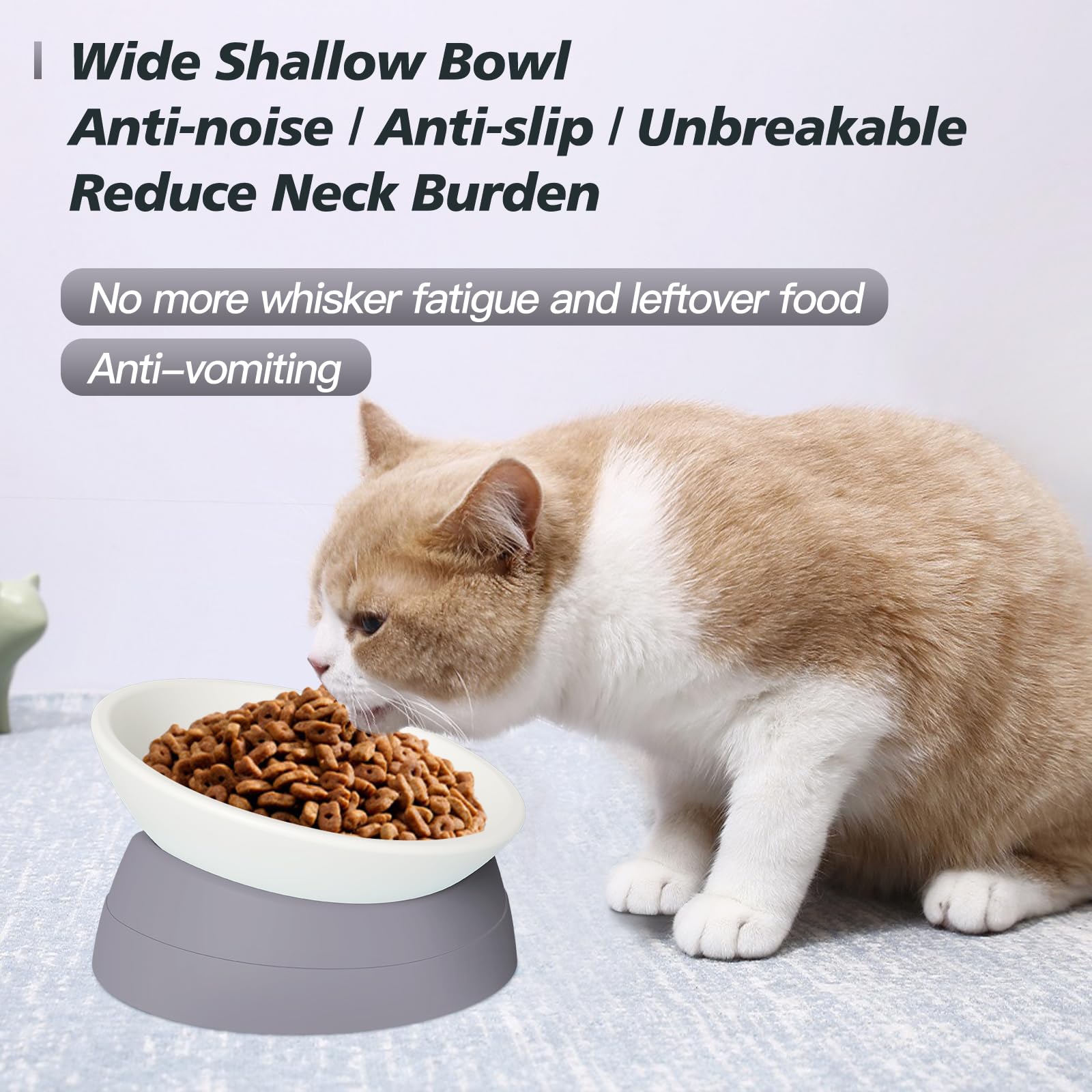 Ravitat elevated cat food bowl anti-slip base keeps feeding steadier