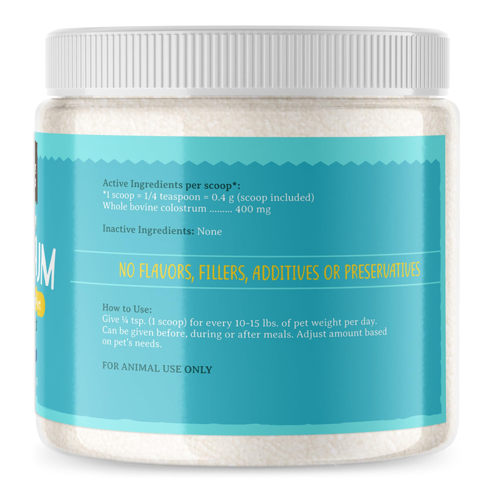 Raw Paws colostrum measuring scoop for easy daily immune-support servings.