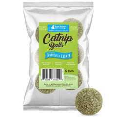 Raw Paws catnip ball closeup highlighting natural aroma for engaging indoor play.