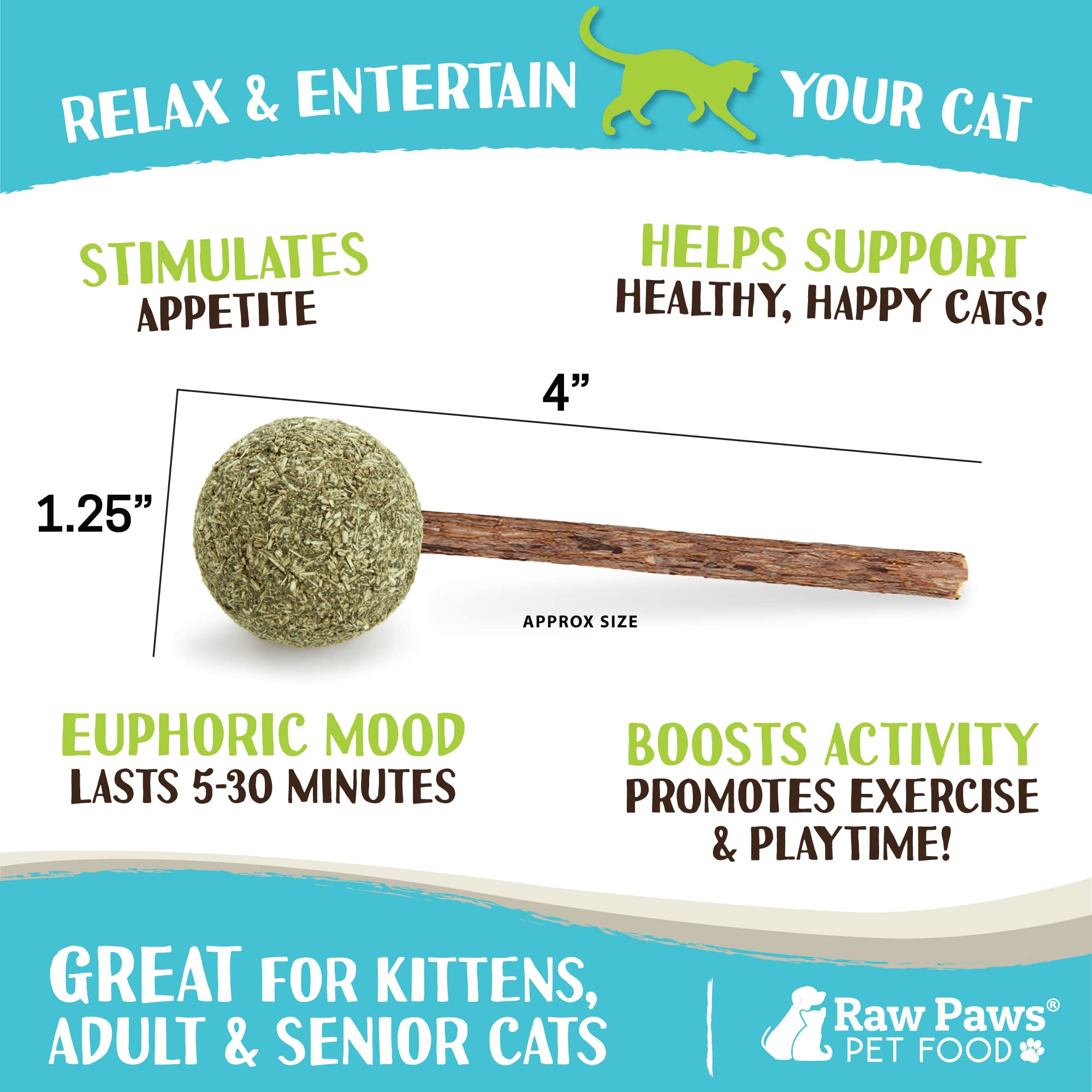 Raw Paws catnip lollipops in action during playtime.