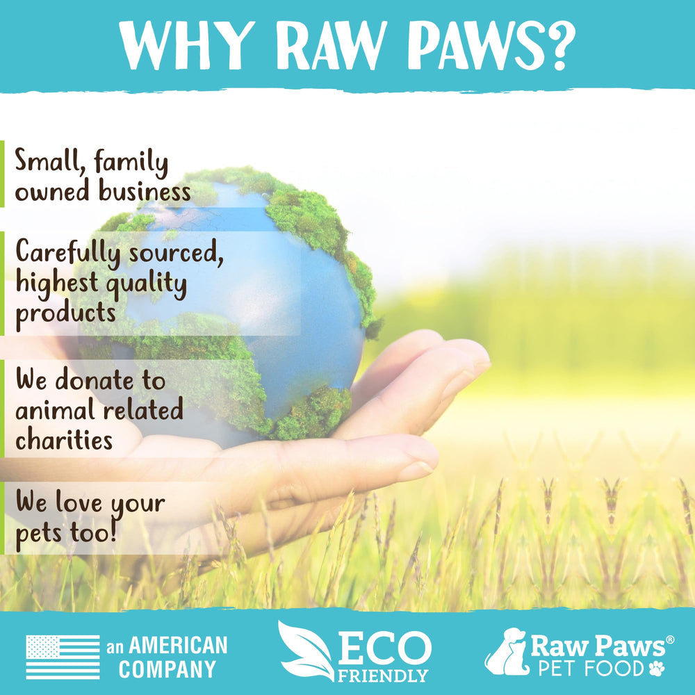Raw Paws GMP-certified packaging signals quality for pet nutrition.