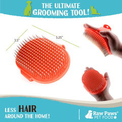 Raw Paws Grooming Brush dog short-hair use demonstrates debris removal and coat smoothing.