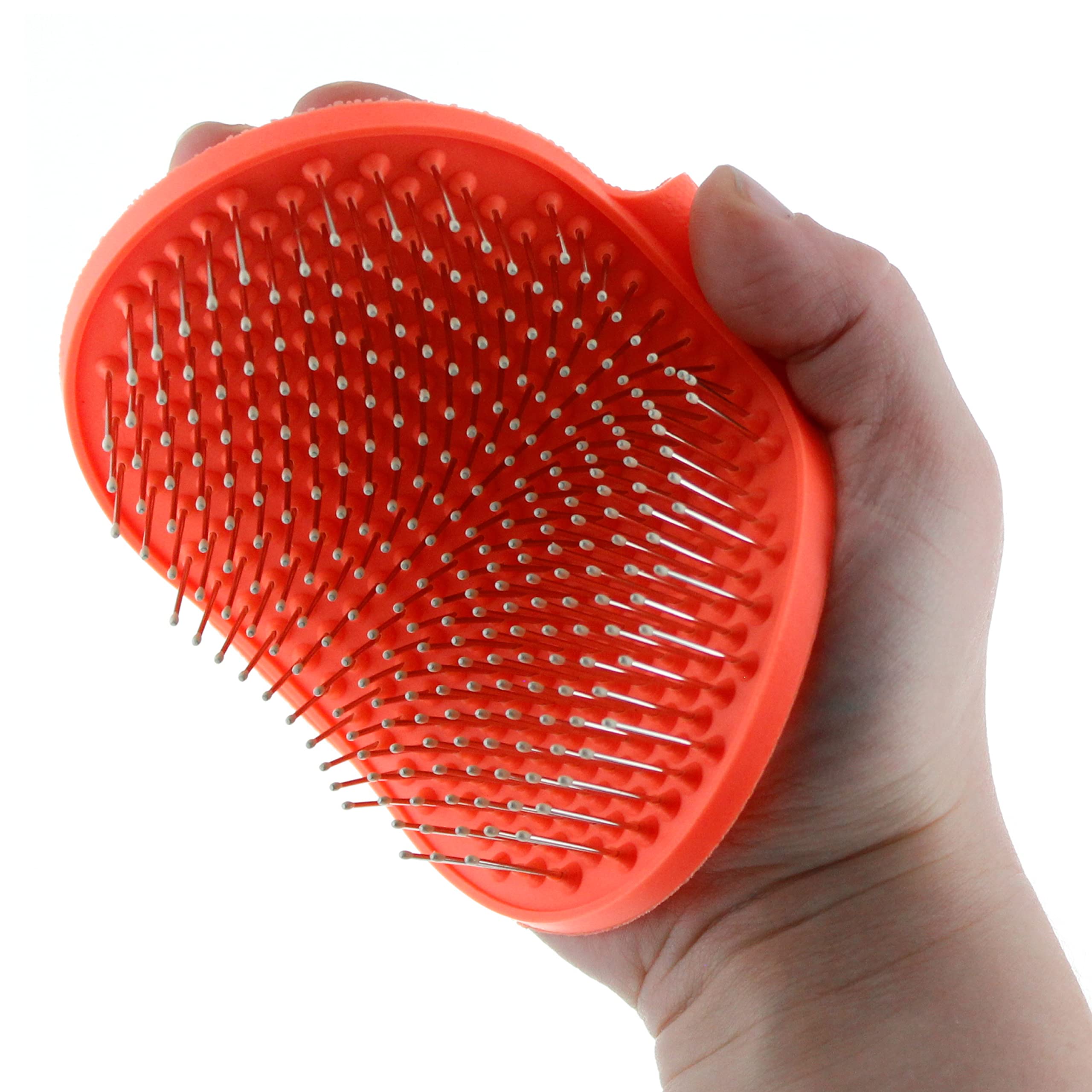 Raw Paws Grooming Brush handle shot showing ergonomic grip for comfortable grooming.