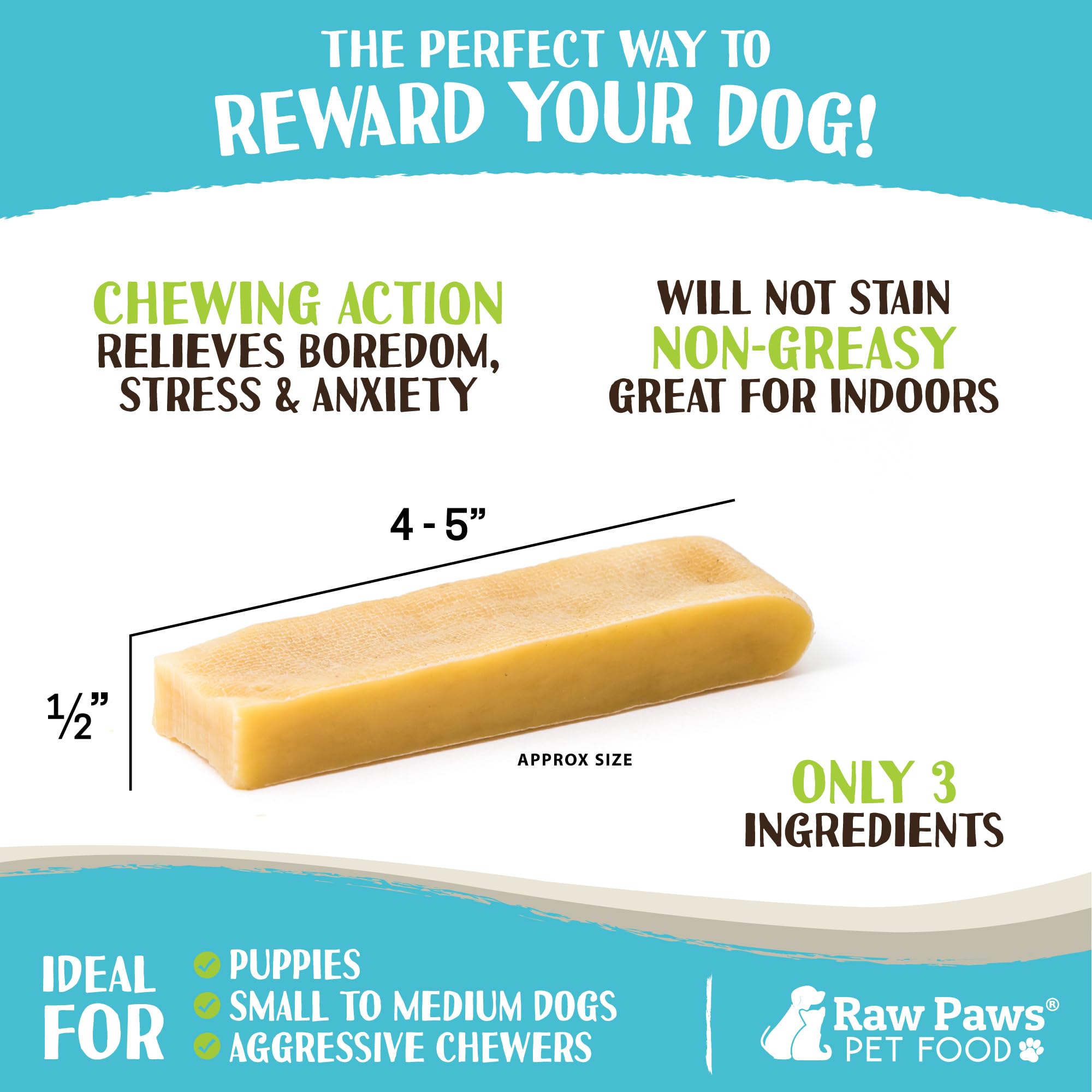 Raw Paws Himalayan Yak Chews close-up highlight hard texture for medium to large dogs