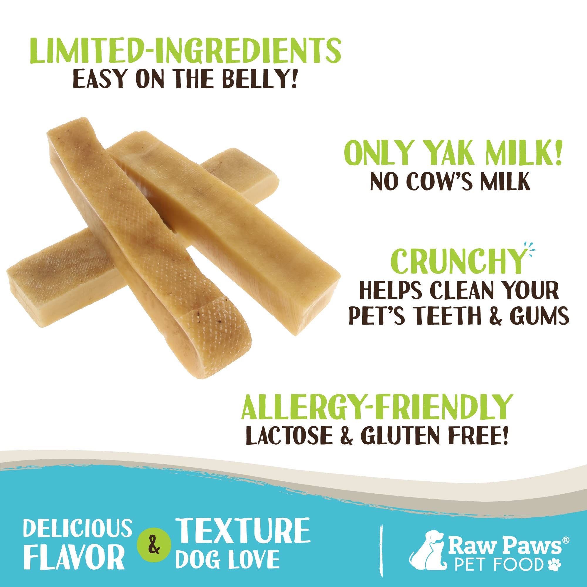 Raw Paws Himalayan Yak Chews closeup texture highlights a hard chew ideal for strong chewers.