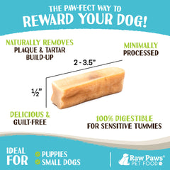 Raw Paws Himalayan Yak Chews small for dogs supports oral health and fresh breath.