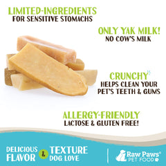 Raw Paws Himalayan Yak Chews small single-ingredient treat ideal for sensitive stomachs.