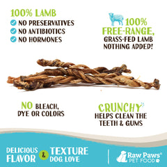 Raw Paws Lamb Pizzle Twists raw bundle image emphasizing grain-free natural chews.