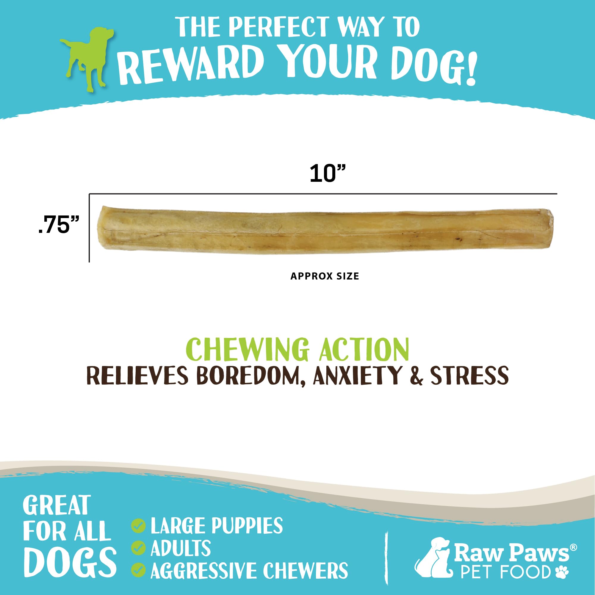Raw Paws large-dog chew provides durable entertainment for medium to large dogs.