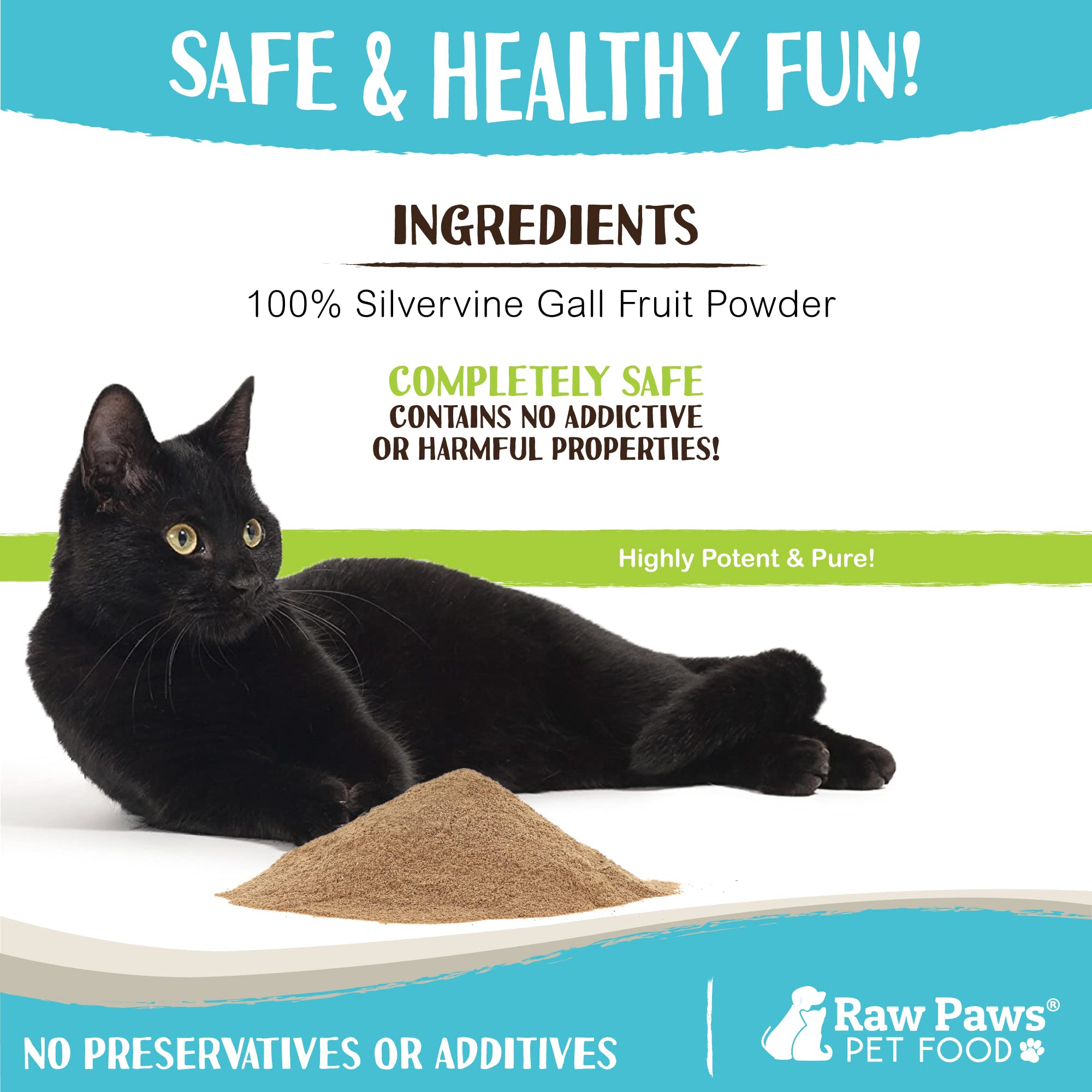 Raw Paws Silvervine Powder sprinkled on a cat toy for play