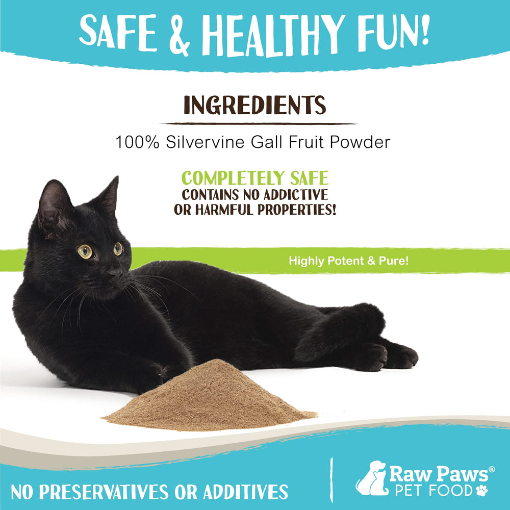 Raw Paws Silvervine Powder sprinkled on a cat toy for play
