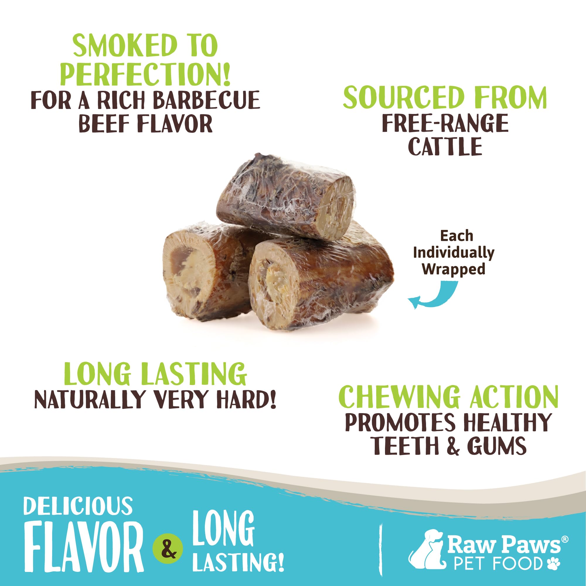 Raw Paws smoked beef marrow bone cross-section highlighting rich marrow for dog satisfaction.