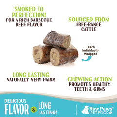 Raw Paws smoked beef marrow bone cross-section highlighting rich marrow for dog satisfaction.