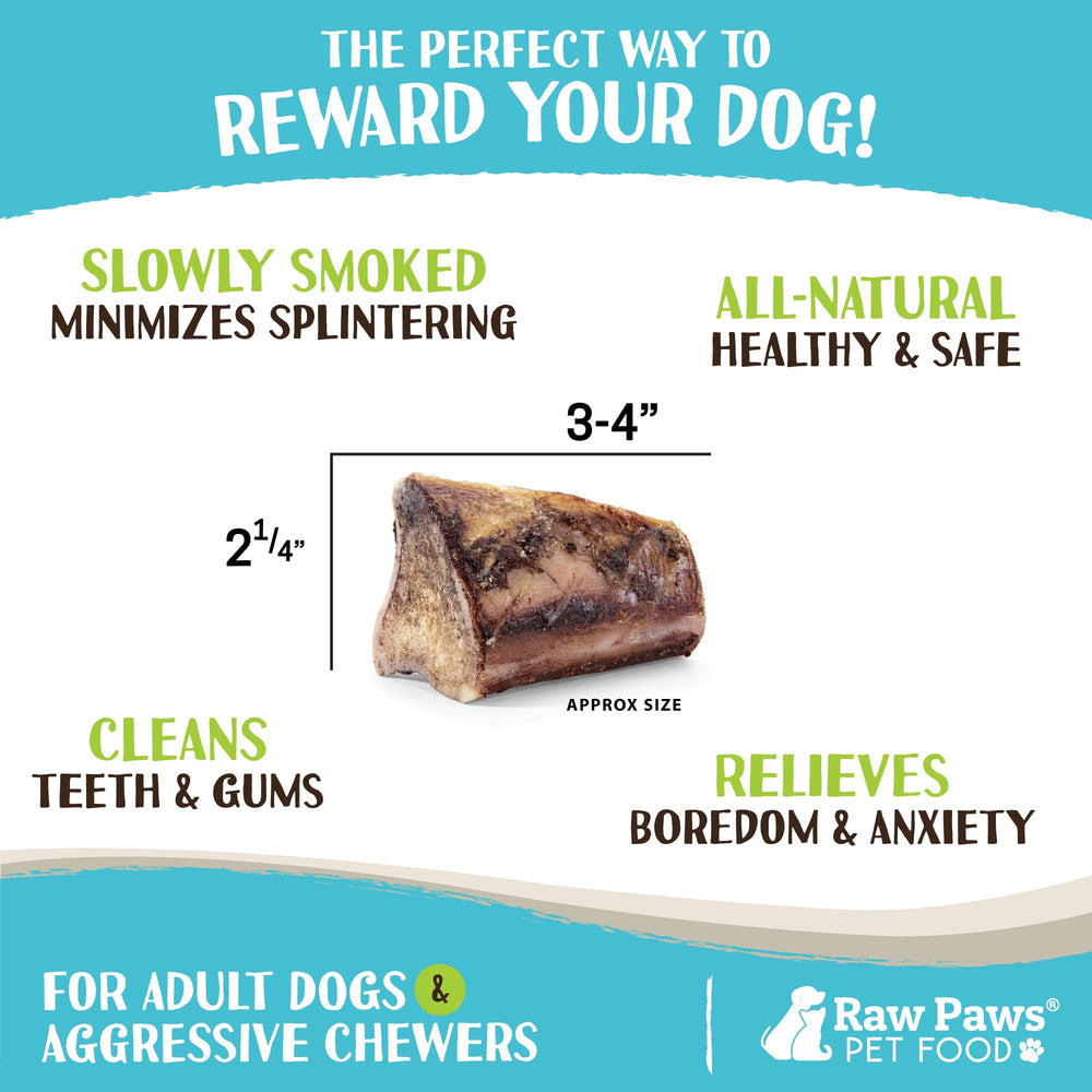 Raw Paws bone chews help clean teeth and freshen breath during chewing.