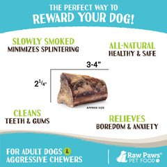 Raw Paws bone chews help clean teeth and freshen breath during chewing.
