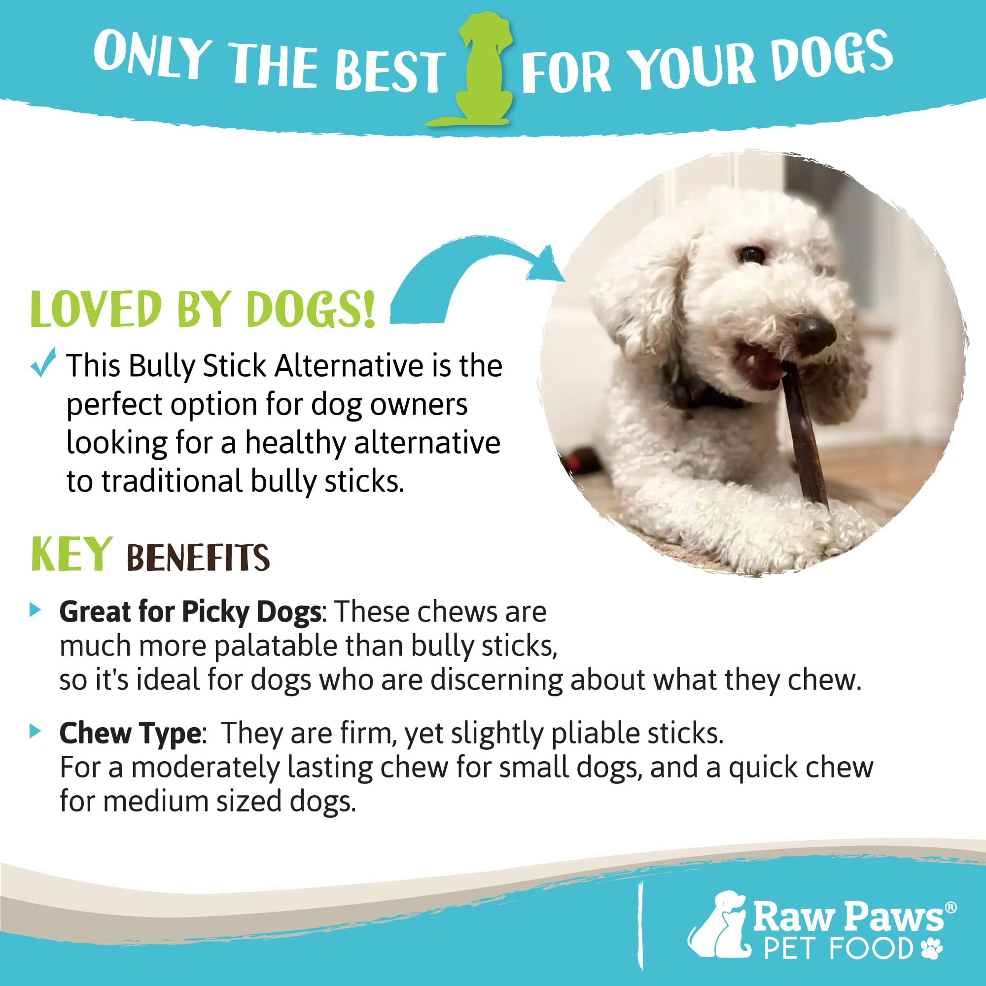 Raw Paws soft bully sticks 6inch puppy teething offers soothing relief for teething puppies.