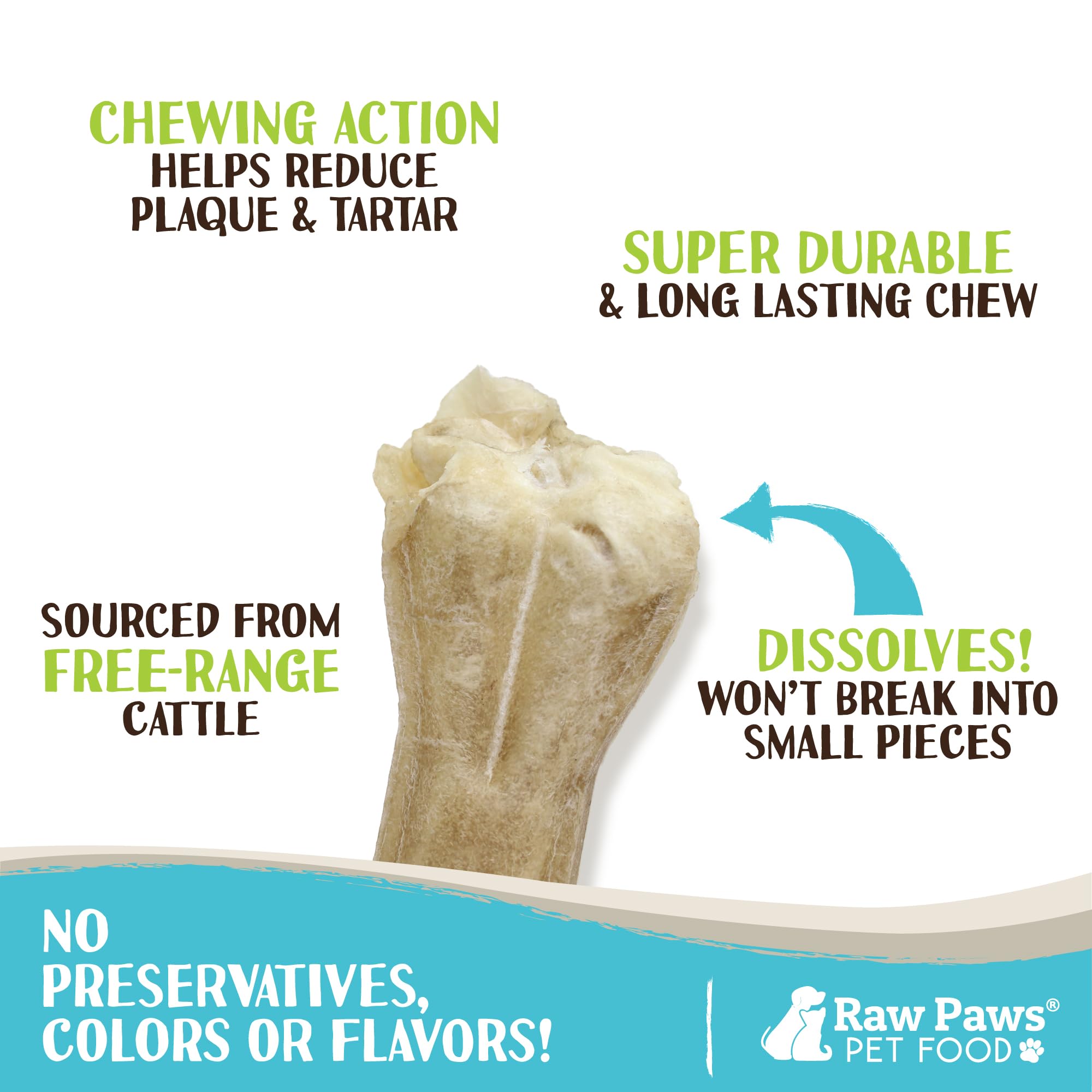 Raw Paws USA-made dog chews close-up highlighting natural ingredients.