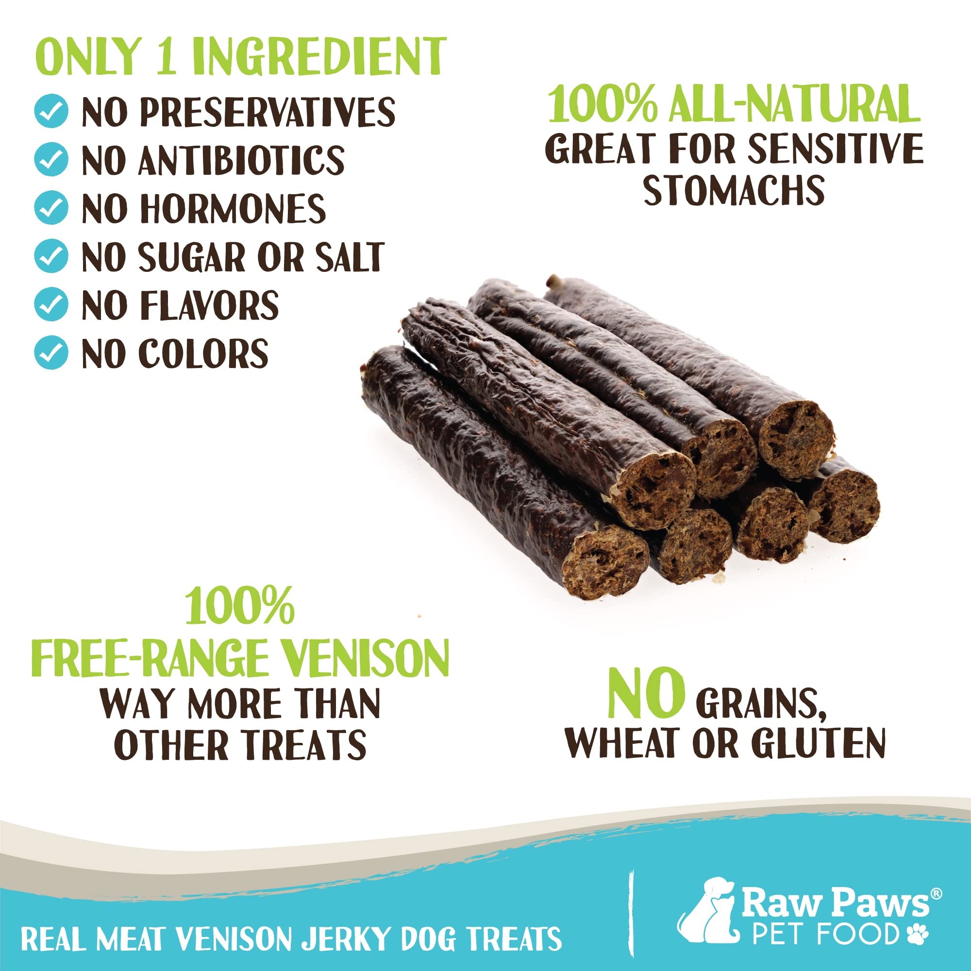 Raw Paws venison jerky slices close-up showing chewy texture for training rewards.