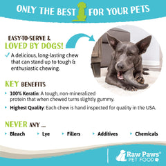 Raw Paws Water Buffalo Horns USA pack: quality and traceability for pet safety.