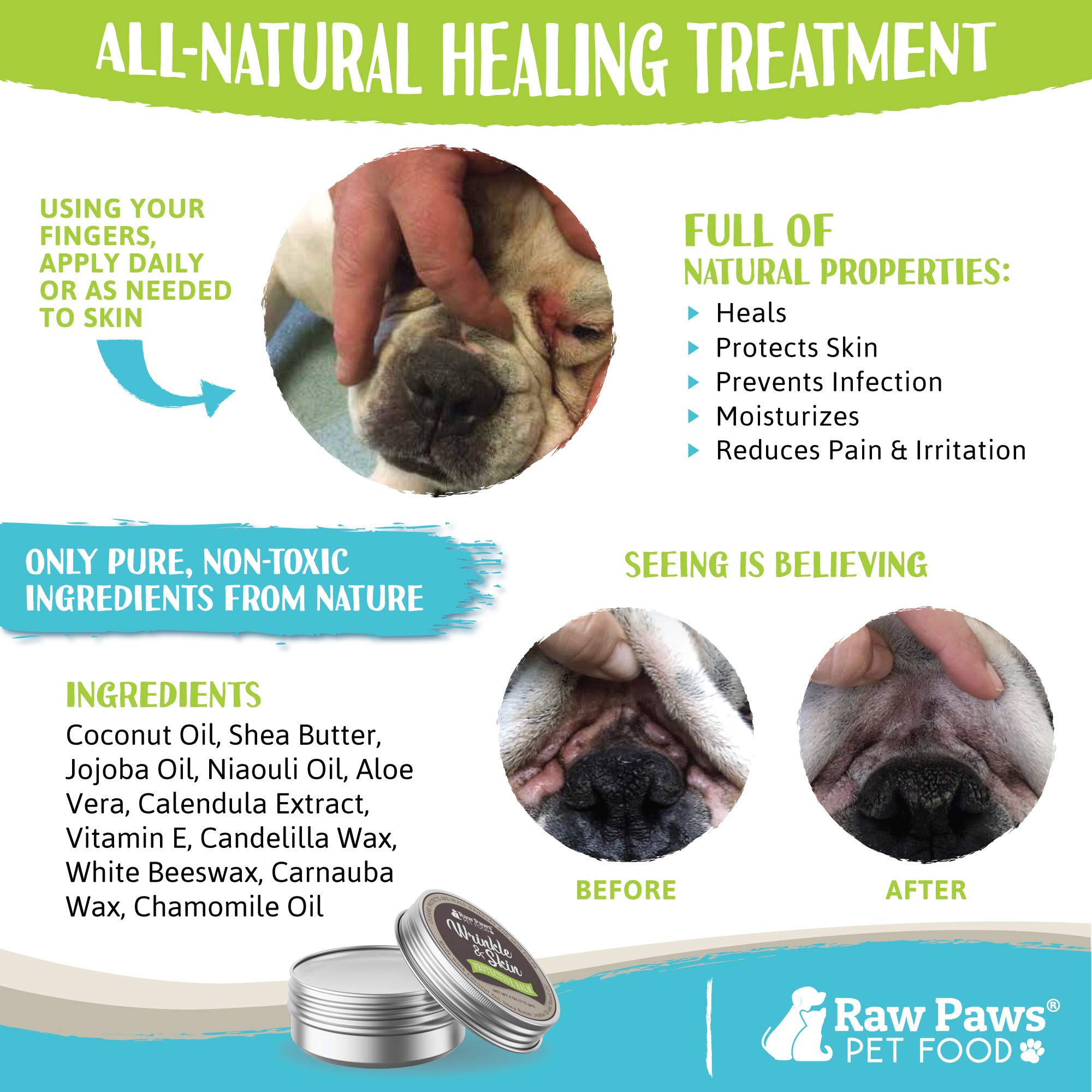 Raw Paws wrinkle and skin balm close-up texture suggests rich, smooth application.