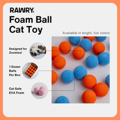Rawry foam ball cat toy soft foam close-up shows gentle paw-friendly texture