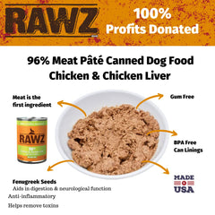 Rawz 12-pack display of 96% Meat dog wet food for convenient weekly meals