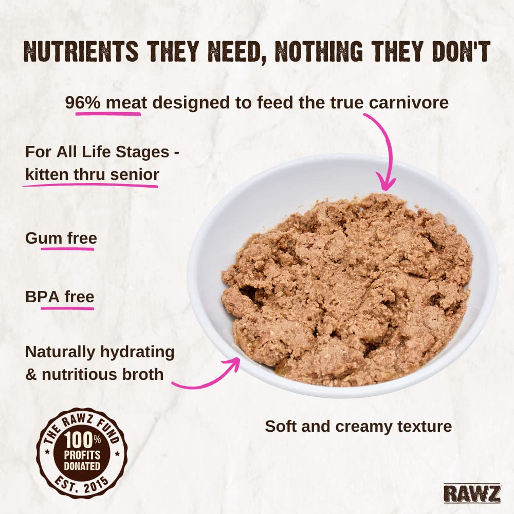 RAWZ all-natural ingredients label highlights premium, additive-free nutrition.