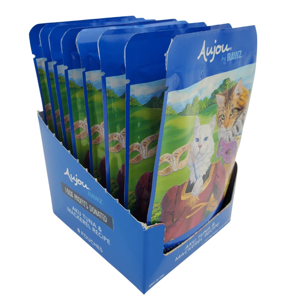 Rawz Aujou Aku pouch open showing easy-to-serve chunks for quick meals.
