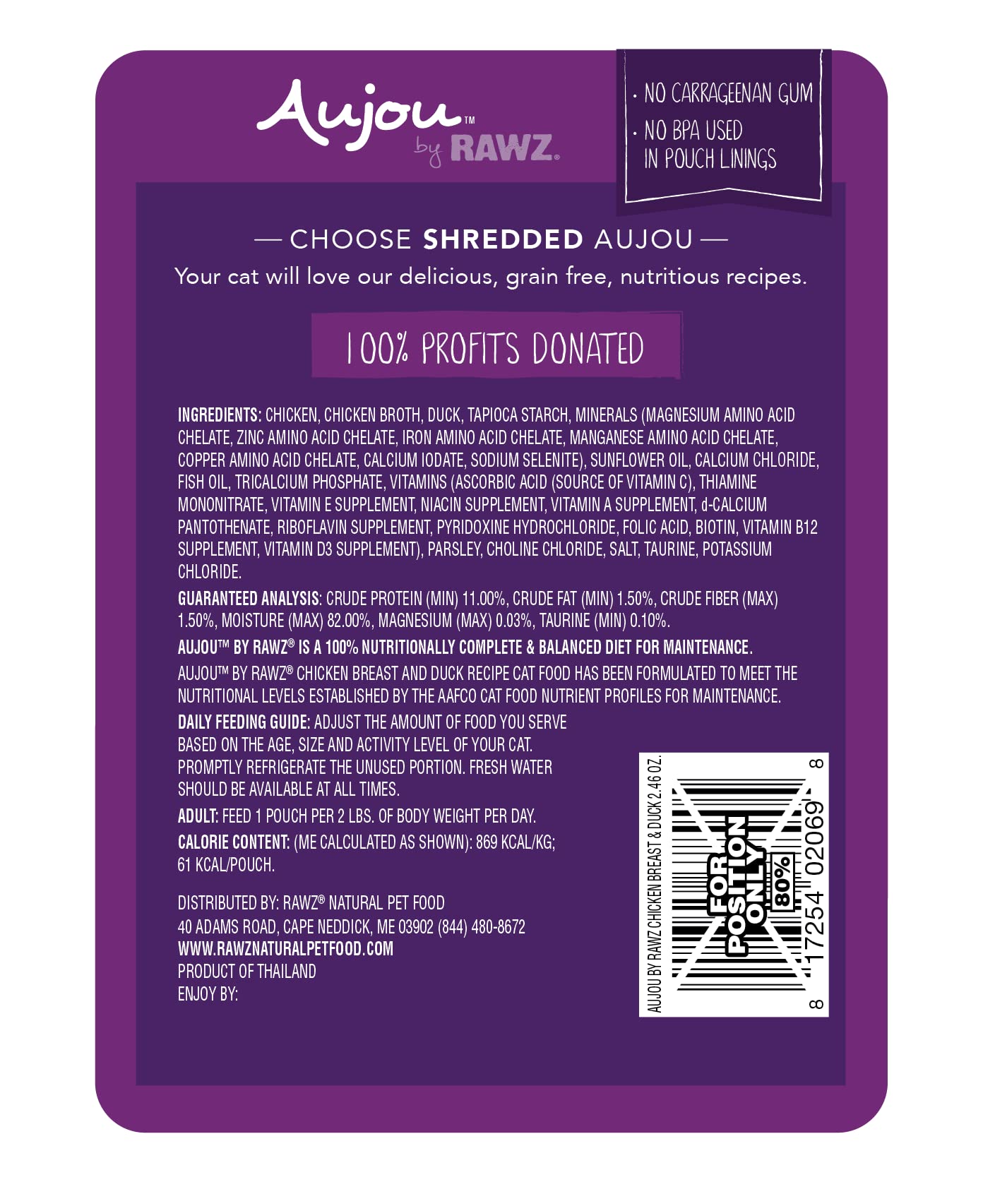 Rawz Aujou chicken-duck pouch sealed pack demonstrates convenient portion control