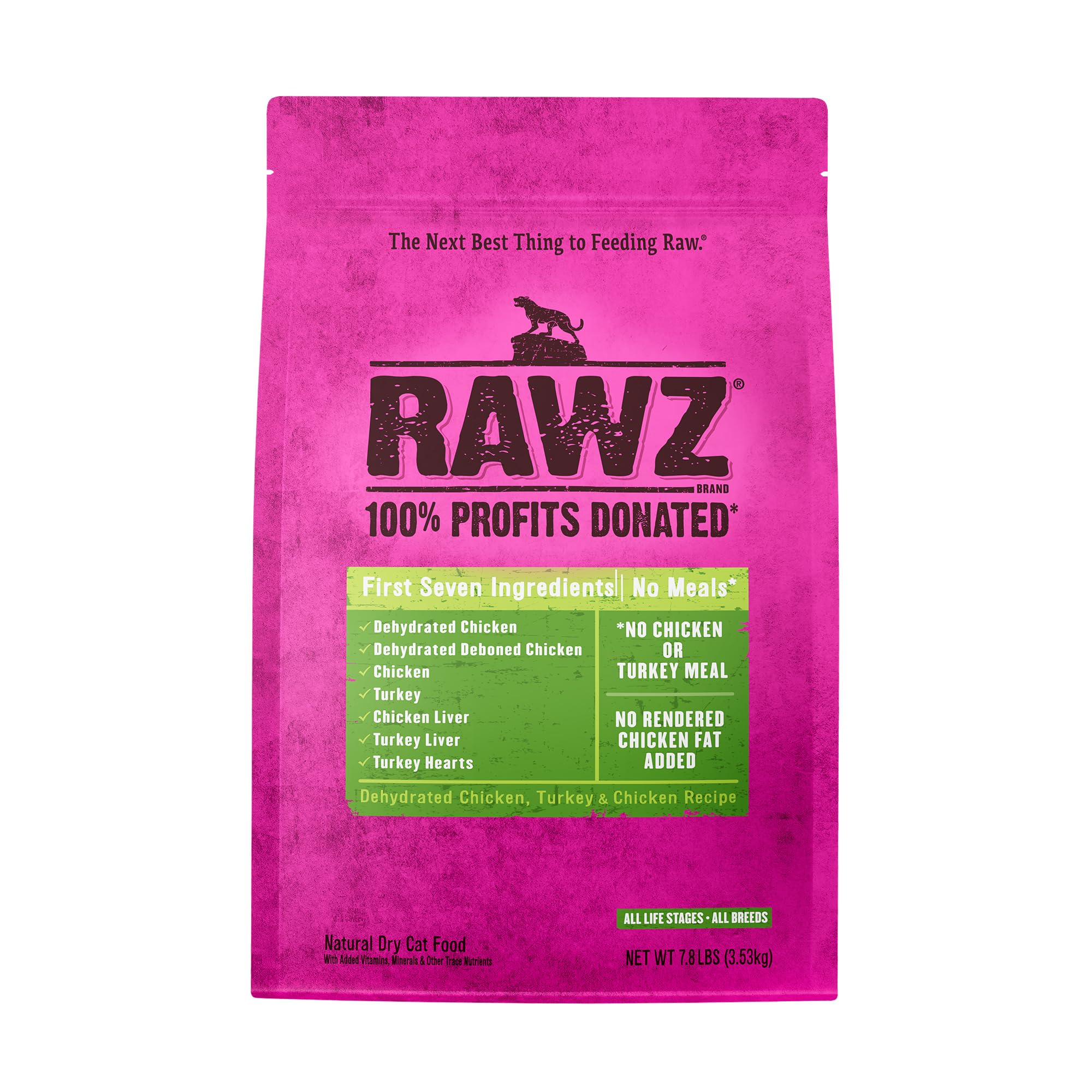 Rawz dehydrated chicken-turkey recipe batch shows protein-rich bites for active cats.