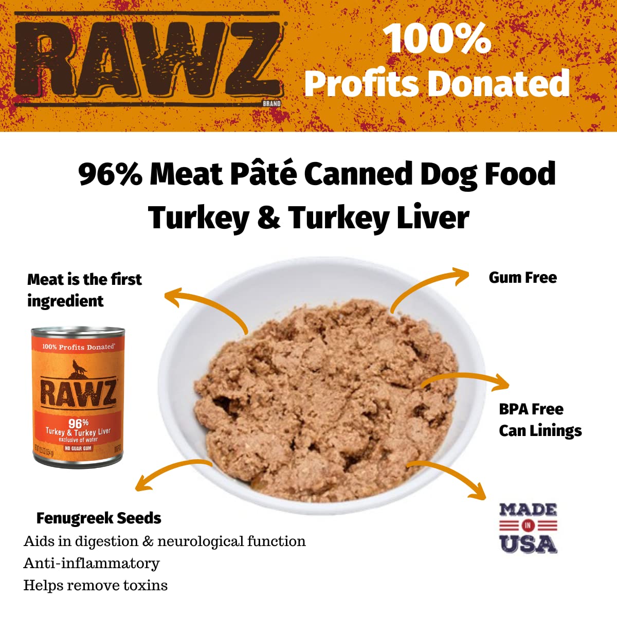 Rawz hígado de pavo en lata 12,5 oz para perros, sabor intenso.