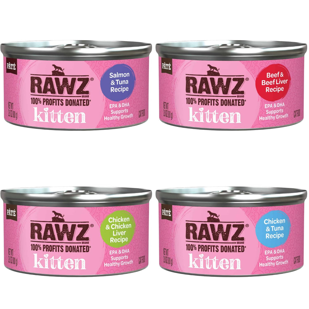 Rawz kitten pate chicken can close-up highlighting high meat content for carnivore appeal