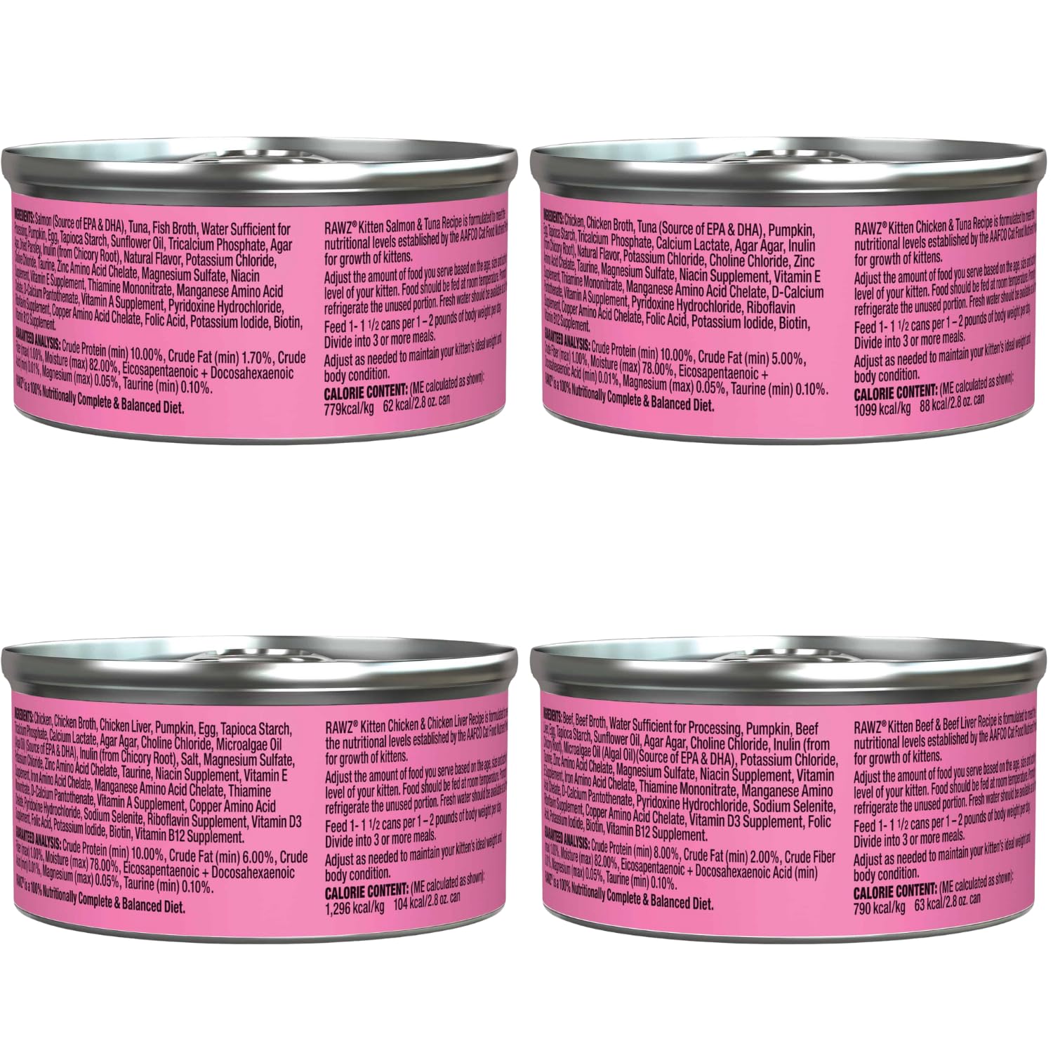 Rawz kitten pate tuna can close-up featuring fish-first formula for variety seekers