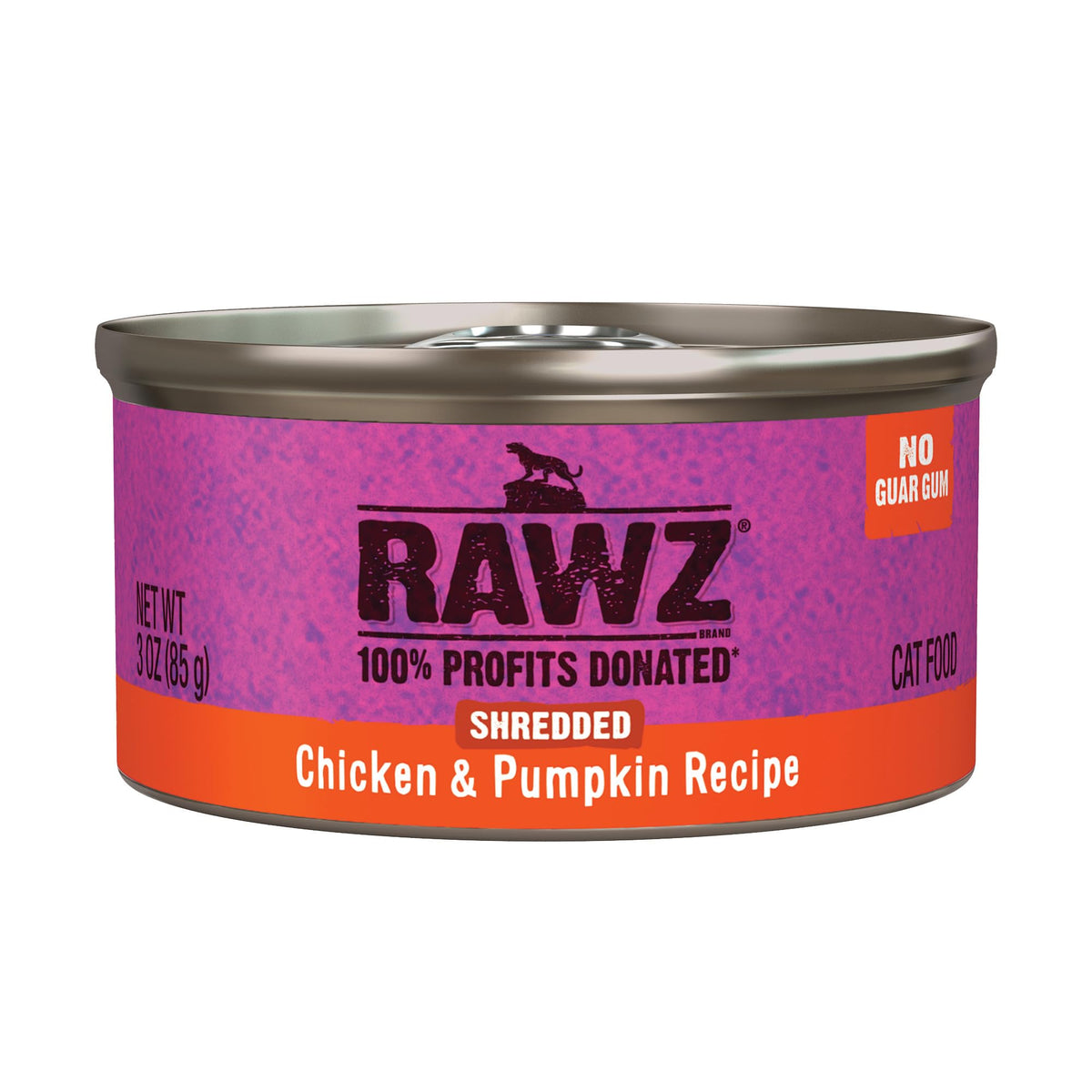 RAWZ cat wet food open can reveals real chicken texture for meals.
