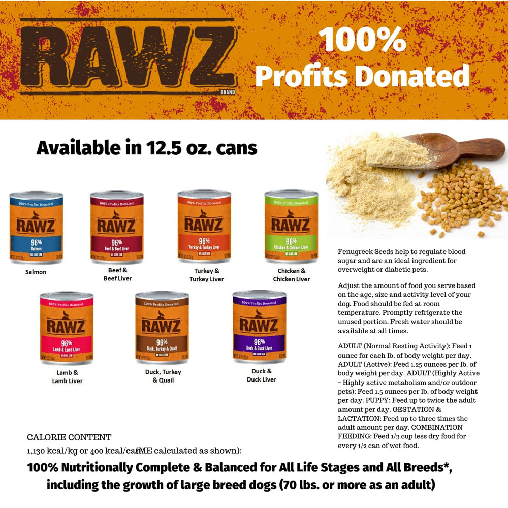 Rawz comida en lata de pavo, 100% nutricionalmente completa.