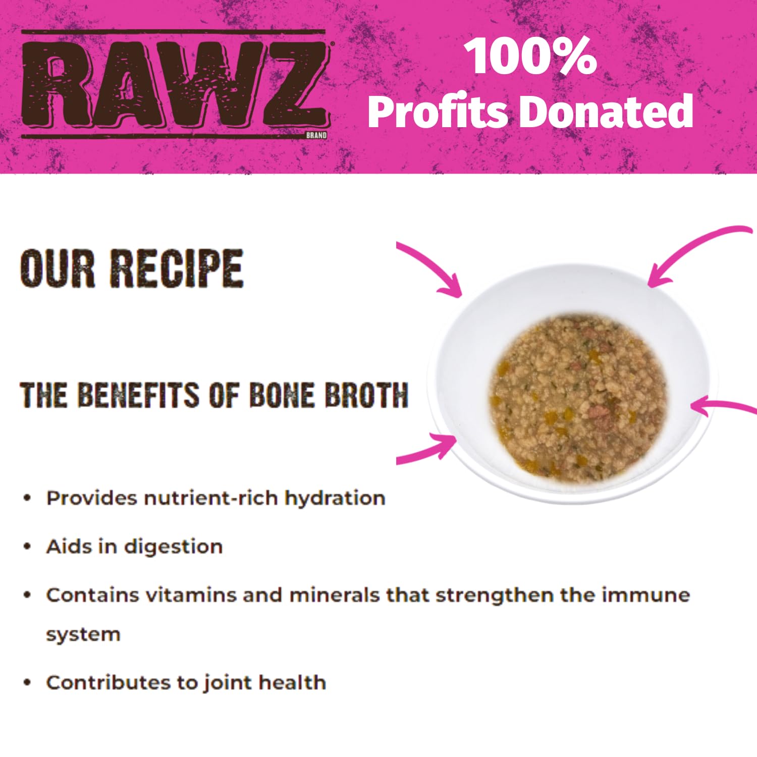 Rawz nutrition-complete badge on can communicates balanced nutrition at a glance.