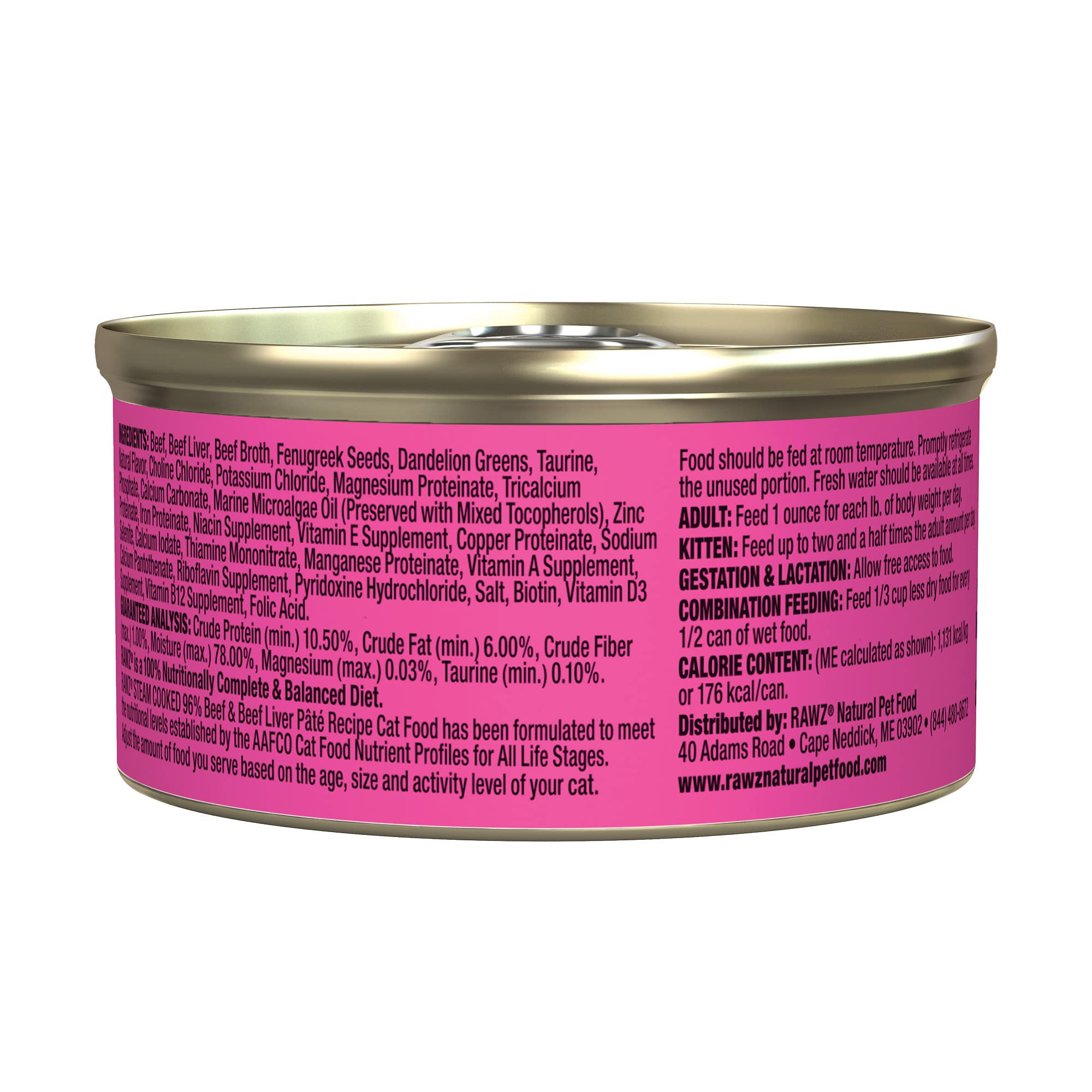 Rawz pate cat food hydration emphasis with moisture-rich can