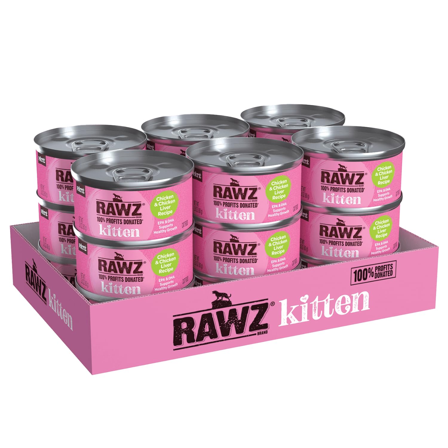 RAWZ kitten pate emphasizing high moisture for hydration.
