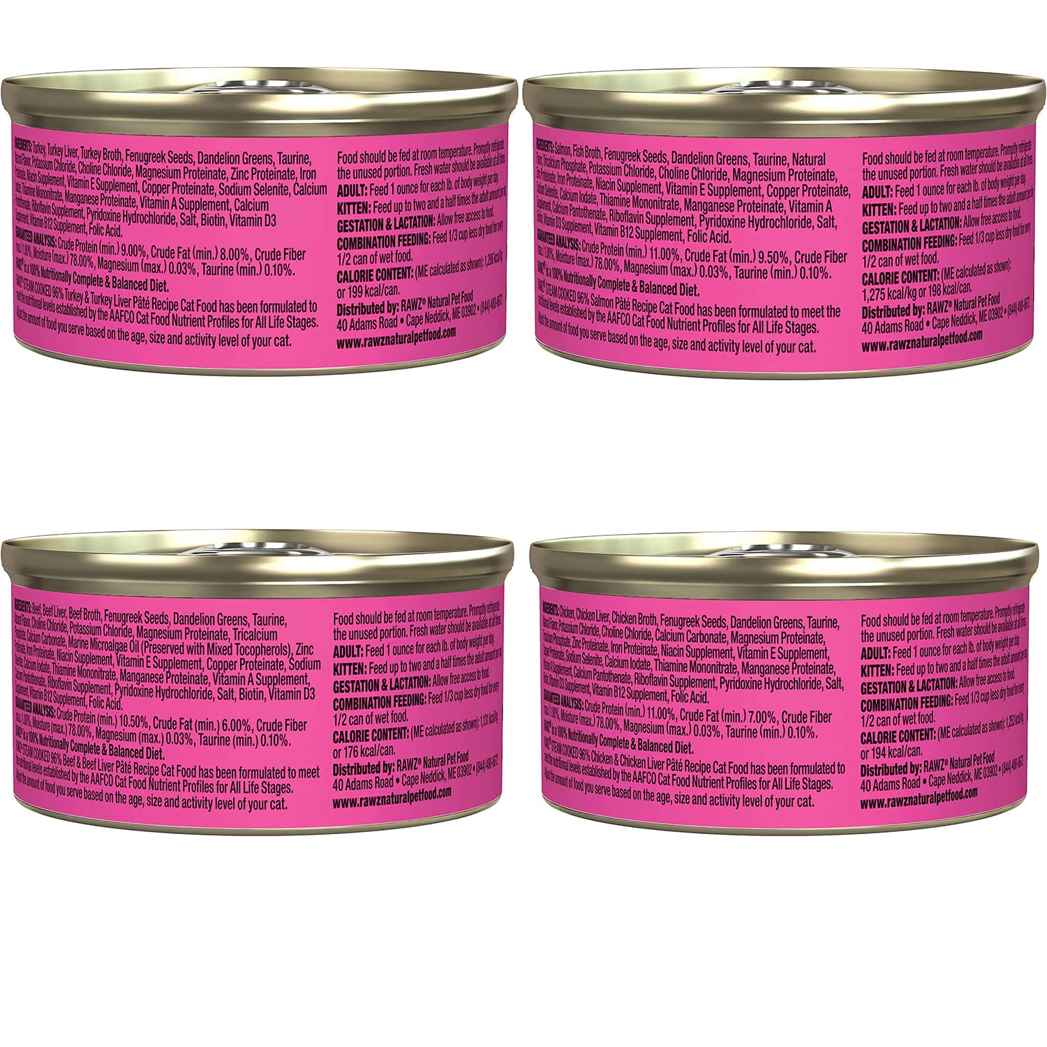 Rawz salmon pate can close-up emphasizes high-meat first ingredient for picky eaters