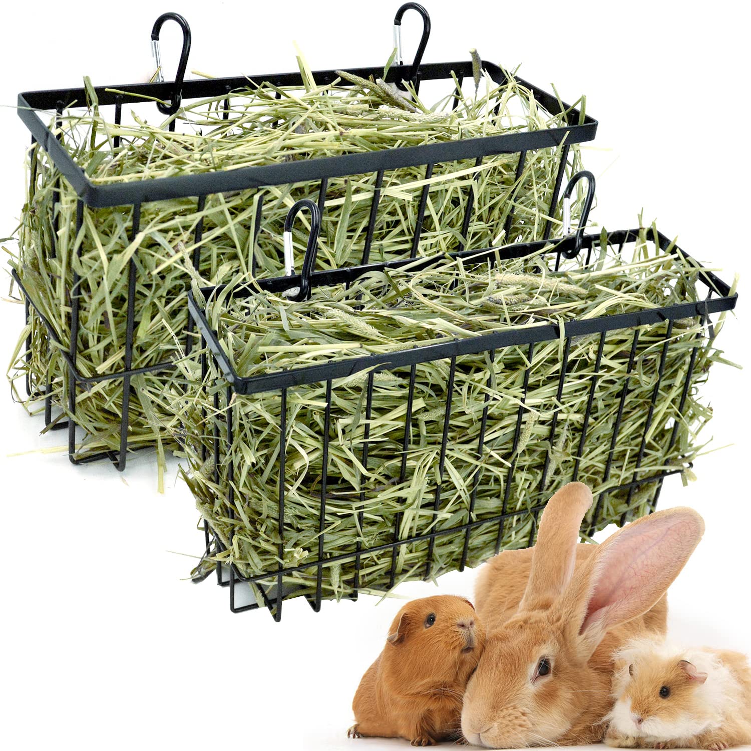 RAYFARMO heavy-duty metal frame rabbit hay feeder for durable daily use.