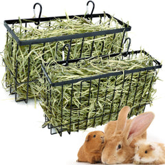RAYFARMO heavy-duty metal frame rabbit hay feeder for durable daily use.