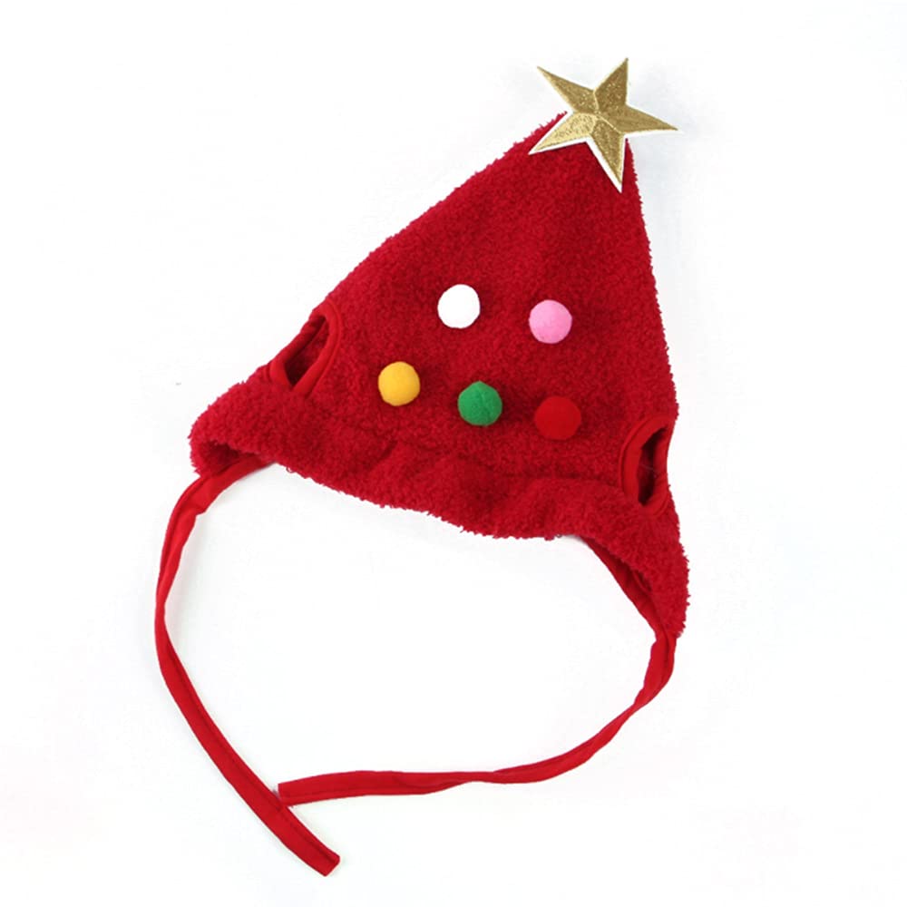 RayMinsino cat wearing Christmas tree hat in red-green for adorable party moment