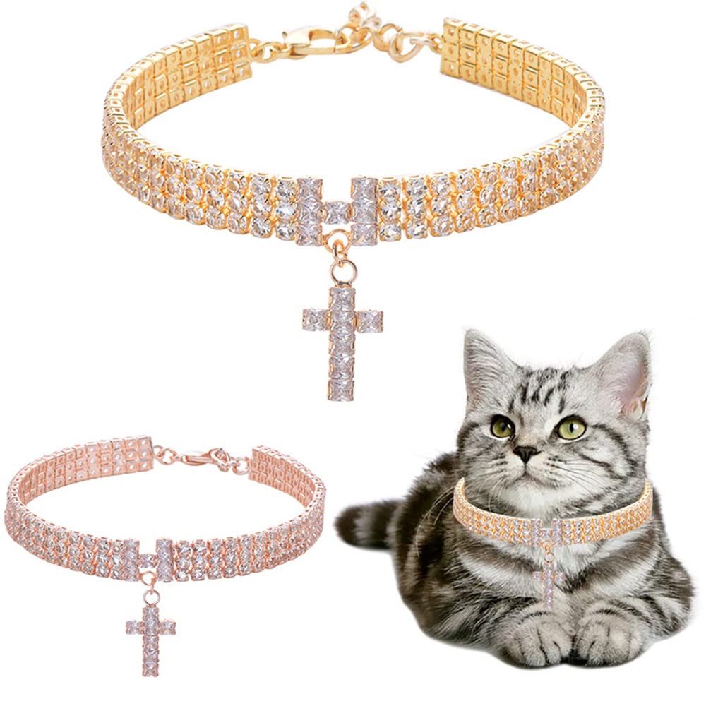 RayMinsino pet necklace claw shape emphasizes the three-layer rhinestones for bling-ready looks